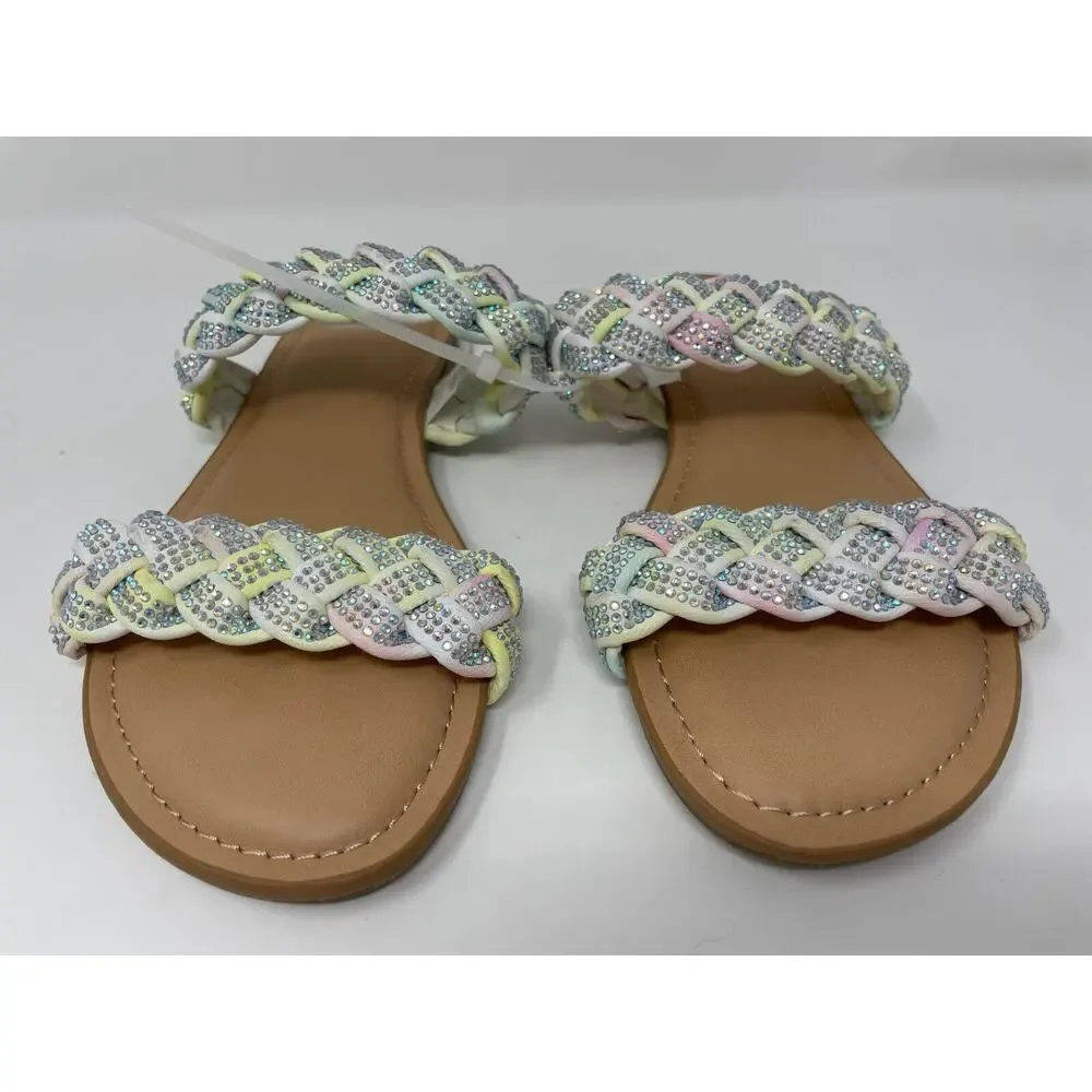 DV Dolce‎ Vita Kid's Cristal Rainbow Braided Rhinestone Slip On Sandals Size 4